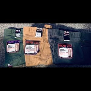 New 3 pair of Iron Co colored straight leg jeans.